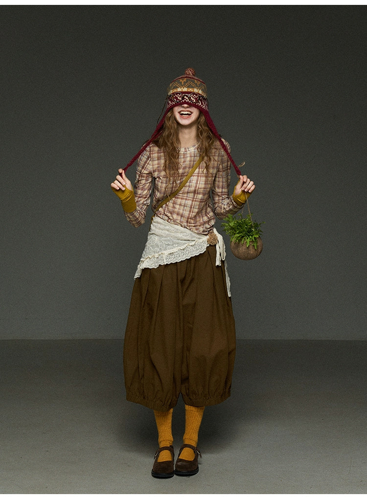 ヴィンテージ風 南瓜ランタンパンツ(7分丈ワイド)